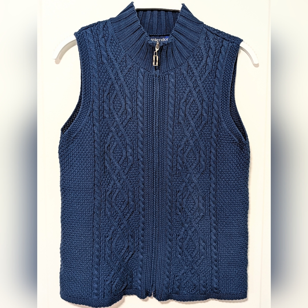 Women's Splendor! Cotton Zip Vest, Size Small